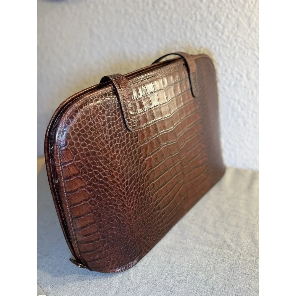 Jack‎ Georges Croco Embossed Leather Business Tote Ladies Laptop Briefcase